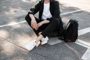 close up of male fashionable legs . young fashion man in elegant