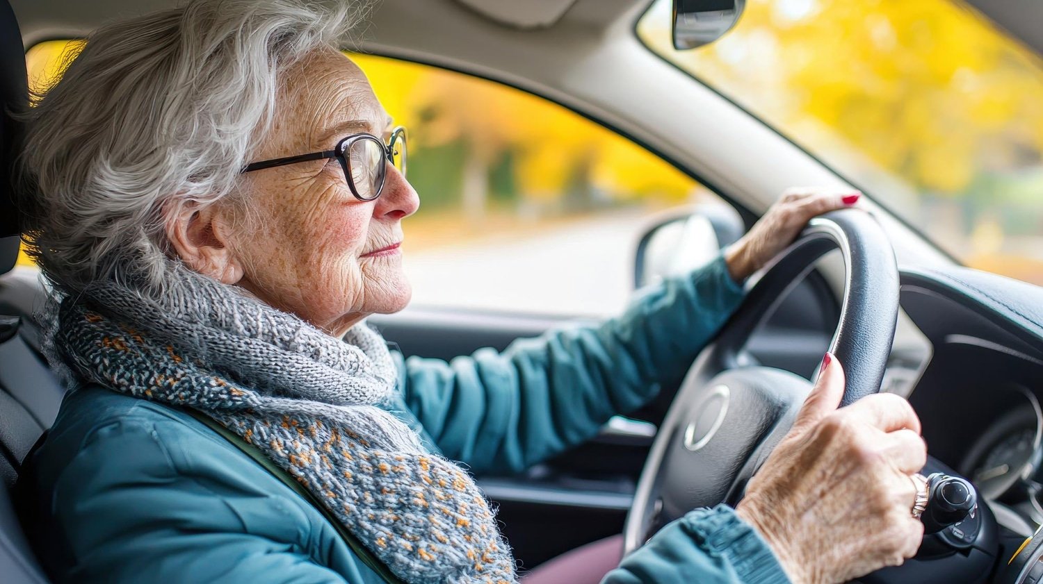 une senior au volant