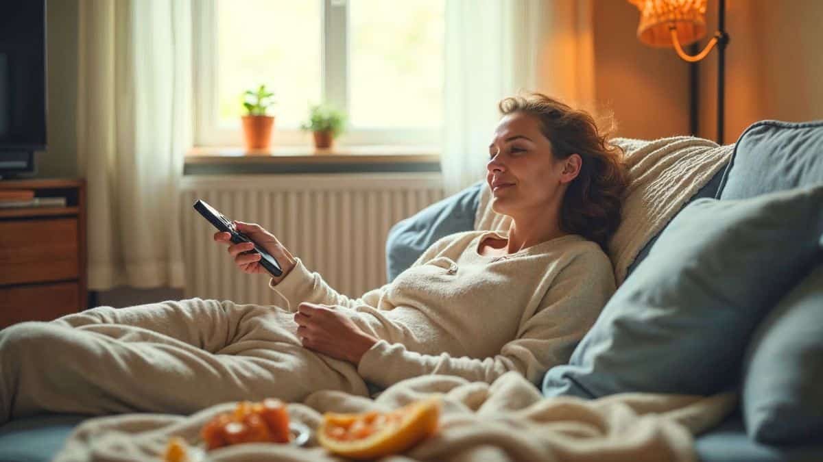 une femme dans le canapé
