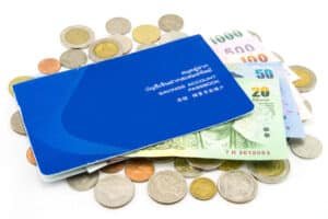 thailand coins and account passbook