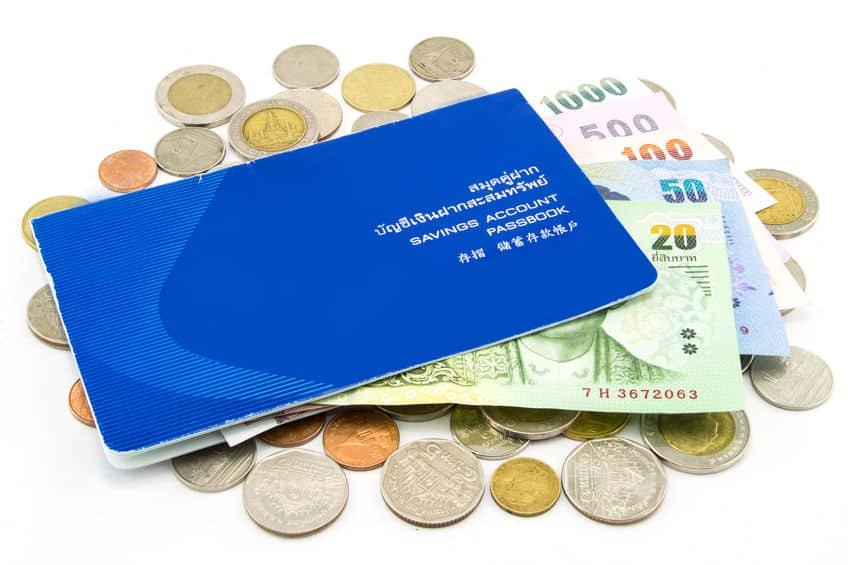 thailand coins and account passbook